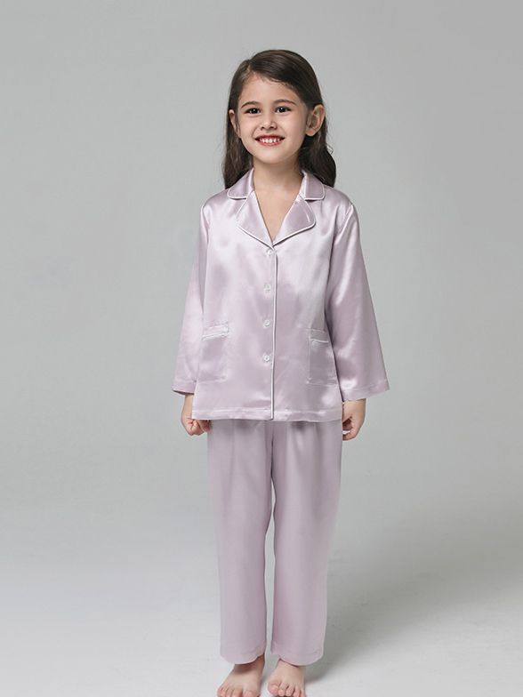 19 Momme Kids Silk Pajamas Set Boys and Girls Silk PJs